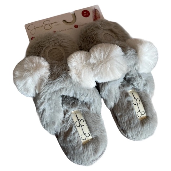 🐶NWT Jessica Simpson Girls Slippers Size M 13/1 Grey Slippers - Picture 10 of 11